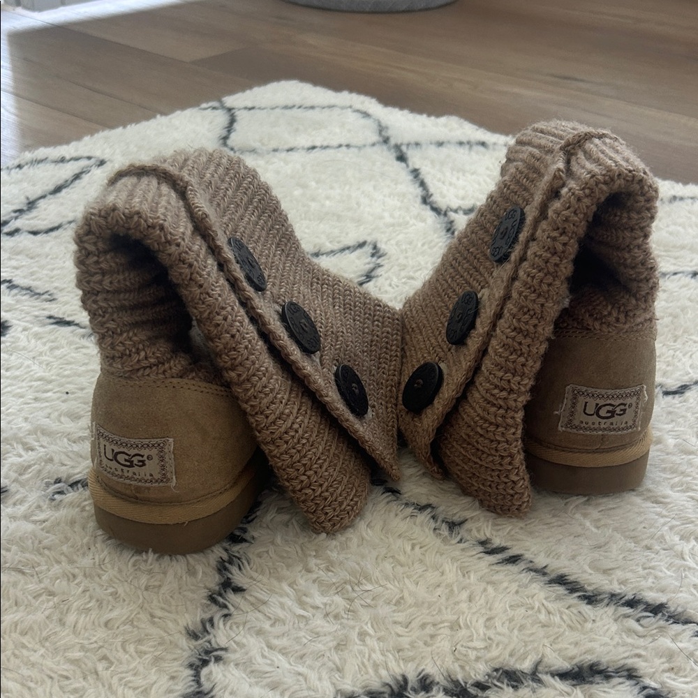 UGG Brown Knit Button Boots